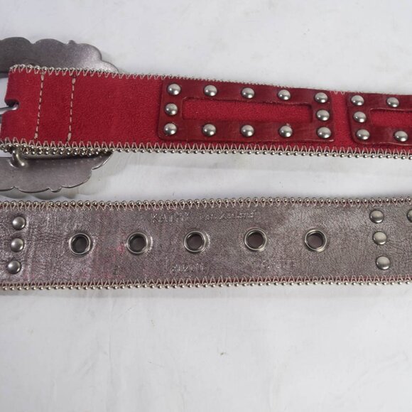 Kathy Van Zeeland Womens S Small Red Leather Silver Studded Belt Western Cowgirl - Picture 5 of 6